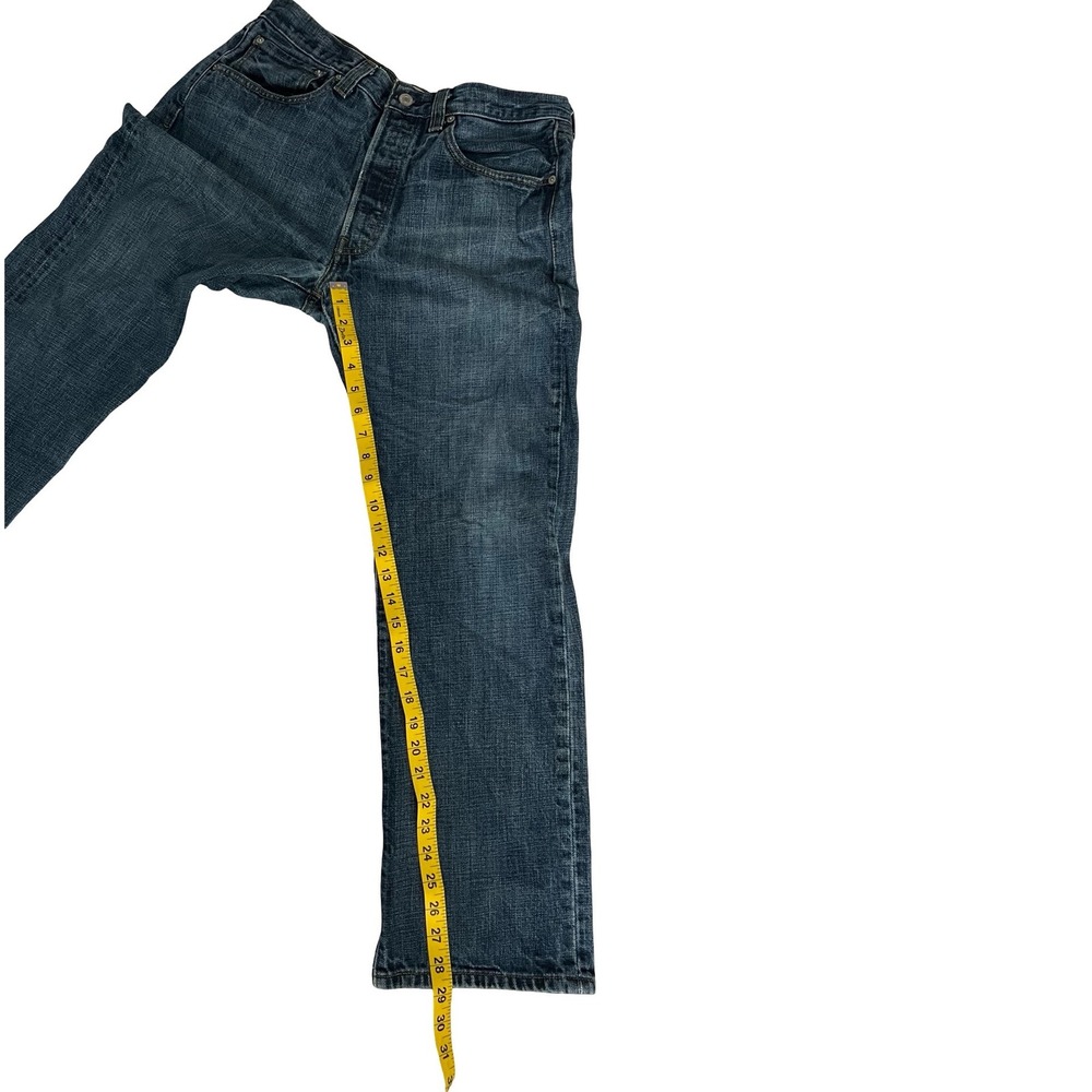 Levis 501 Original Straight Leg Jeans Mens 33x30 Blue Denim Button Fly 005010422 - Picture 10 of 16